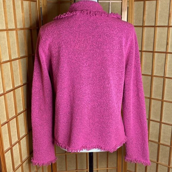 Sigrid Olsen Jacket Sweater Essentials Pink Collared Sweater Jacket - Picture 2 of 13